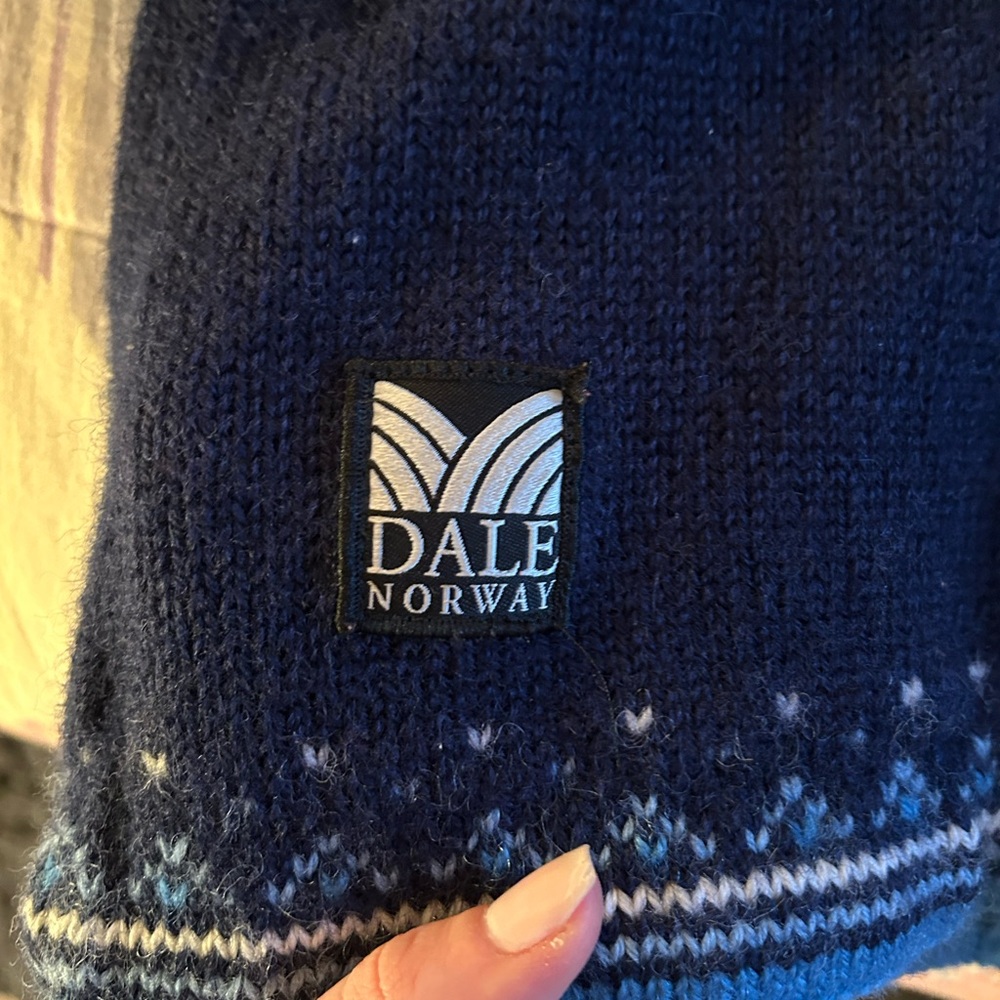 Dale of Norway Navy Blue and White Zip Up Sweater - Picture 3 of 5